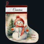 Grande Chaussette De Noël Cute Snowman Girl Personnalisée<br><div class="desc">Apportez votre joie de vacances à votre maison avec notre mignonne Snowman Girl Large Christmas Stocking! Idéal pour les cadeaux et les gourmandises, c’est un joli complément à vos festivités. Personnalisez avec ce nom spécial et cette année pour un souvenir merveilleux! Des designs exclusifs créés pour vous par My Baby...</div>