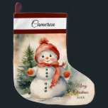 Grande Chaussette De Noël Cute Snowman Girl Personnalisée<br><div class="desc">Apportez votre joie de vacances à votre maison avec notre mignonne Snowman Girl Large Christmas Stocking! Idéal pour les cadeaux et les gourmandises, c’est un joli complément à vos festivités. Personnalisez avec ce nom spécial et cette année pour un souvenir merveilleux! Des designs exclusifs créés pour vous par My Baby...</div>