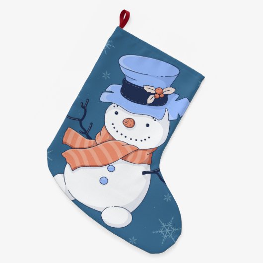 Grande Chaussette De Noël Cute Snowmen (Devant (Accrochage))