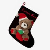 Grande Chaussette De Noël Cute Teddy Bear Nom personnalisé (Devant (Accrochage))