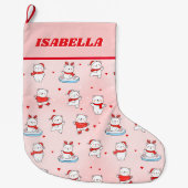 Grande Chaussette De Noël Cute Winter Polar Bear Christmas (Devant)