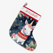 Grande Chaussette De Noël Cute Xmas Unicorn (Devant (Accrochage))