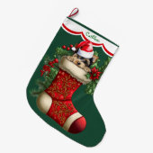 Grande Chaussette De Noël Cute Yorkshire Terrier Chien Peeking (Devant (Accrochage))