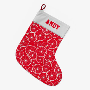 Grande Chaussette De Noël Cycliste cool Vélo Roue Triathlète Rouge