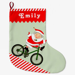 Grande Chaussette De Noël Cycliste Vélo grand stockage de Noël