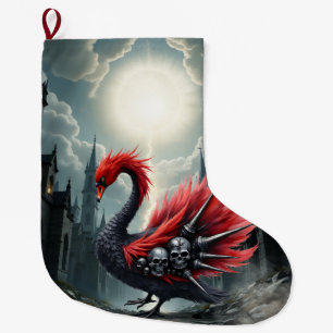 Grande Chaussette De Noël Cygne de la Cathédrale Cramoisie.