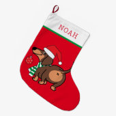 Grande Chaussette De Noël Dachshund Chien mignonne Joyeux Noël (Devant (Accrochage))