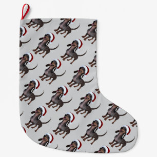 Grande Chaussette De Noël Dachshund Chien Saucisse Prêt pour les Fêtes avec