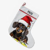 Grande Chaussette De Noël Dachshund Dog Custom Pet (Devant (Accrochage))