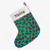 Grande Chaussette De Noël Dalmatien Brown et Turquoise (Dos (Accrochage))
