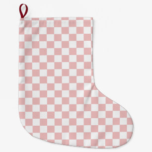 Grande Chaussette De Noël Damier bébé rose minimal moderne Noël