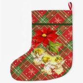 Grande Chaussette De Noël Danser Bébé Angels sur Rouge Vert Plaid (Dos)