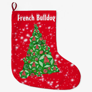 Grande Chaussette De Noël Décoration de grand arbre de Noël Bouledogue Franç