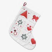 Grande Chaussette De Noël Décoration de Noël rouge moderne (Devant (Accrochage))