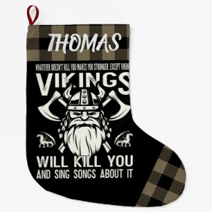 Grande Chaussette De Noël Des Vikings Personnalisés Vous Tueront Et Chantero