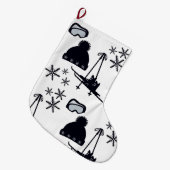 Grande Chaussette De Noël Design de neige de différents objets (Devant (Accrochage))