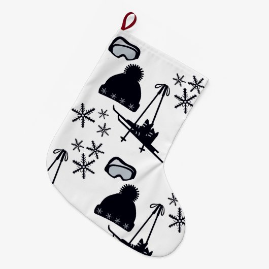 Grande Chaussette De Noël Design de neige de différents objets (Devant (Accrochage))