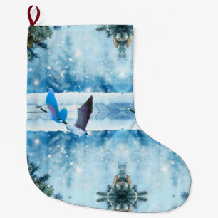 Grande Chaussette De Noël Deux bas bleus d'oies de Noël