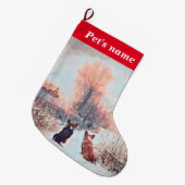 Grande Chaussette De Noël Deux Corgis dans la neige (Devant (Accrochage))