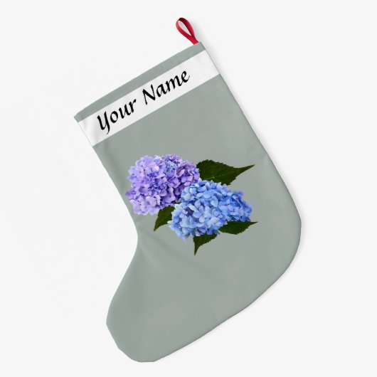 Grande Chaussette De Noël Deux Hydrangea Lavender et Blue (Dos (Accrochage))