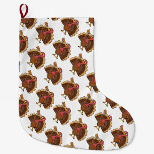 Grande Chaussette De Noël Dinde avec tranche de tarte