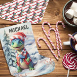 Grande Chaussette De Noël Dino Wonderland Festive Aquarelle<br><div class="desc">Voici notre enchanteur stock de Noël qui donne vie à la magie de la saison des Fêtes avec une torsion adorable - rencontrez notre Watercolor Dino Wonderland Stocking! Ce design enchanteur présente un mignon dinosaure orné d'une tenue festive, ce qui en fait l'ajout parfait aux fêtes de Noël de votre...</div>