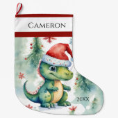 Grande Chaussette De Noël Dinosaur Santa Hat (Devant)