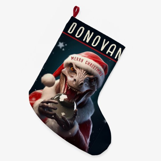 Grande Chaussette De Noël Dinosaure de Noël (Devant (Accrochage))