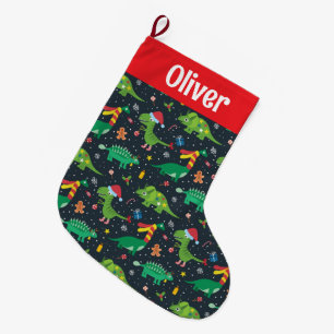 Grande Chaussette De Noël Dinosaures de vacances de Noël