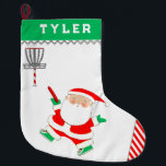 Grande Chaussette De Noël Disk Golf<br><div class="desc">Un cadeau de vacances de golf à frisbee créatif avec le golfeur de disque du Père Noël. Pour personnaliser modifier le texte pour ajouter le nom de votre lecteur de fichiers favoris.</div>