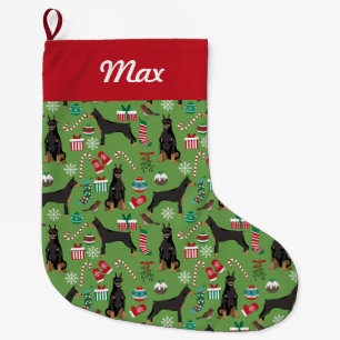 Grande Chaussette De Noël doberman noël ensemencement