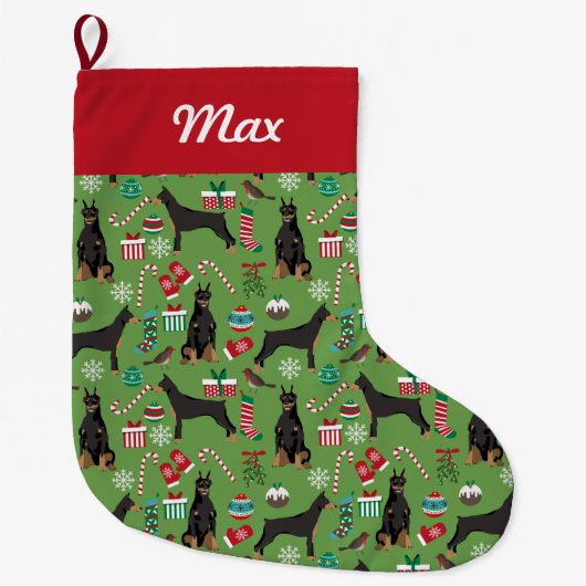 Grande Chaussette De Noël doberman noël ensemencement (Devant)