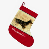 Grande Chaussette De Noël Dobermann en roseaux secs peignant l'image (Devant (Accrochage))