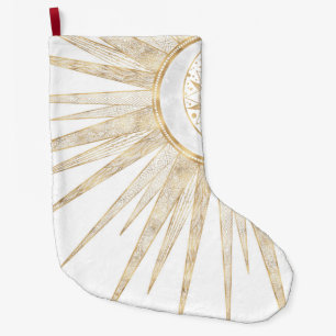 Grande Chaussette De Noël Doodles d'or élégants Sun Moon Mandala Design