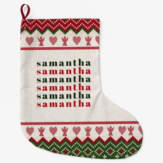 Grande Chaussette De Noël Douceur moche serré Angels de Hygge Coeurs Noël (Devant)