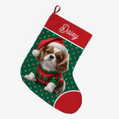 Grande Chaussette De Noël Doux Cavalier King Charles Personnalisé (Devant (Accrochage))