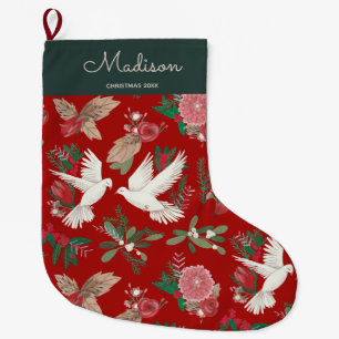 Grande Chaussette De Noël Doves Noël floral