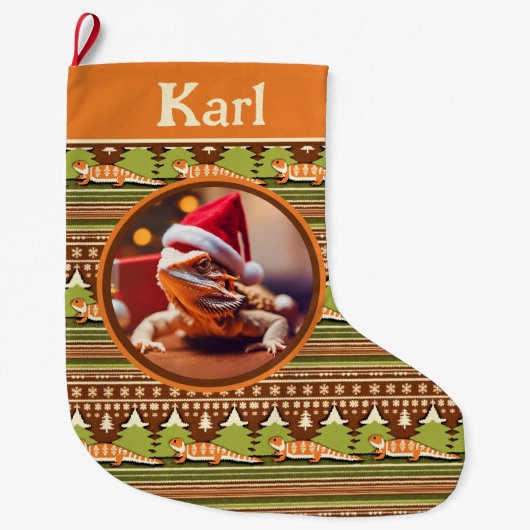 Grande Chaussette De Noël Dragon à oreilles Douille moche Noël Stocking (Devant)