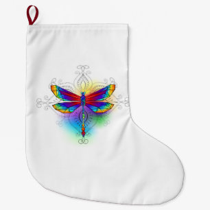 Grande Chaussette De Noël Dragonfly en arc-en-ciel
