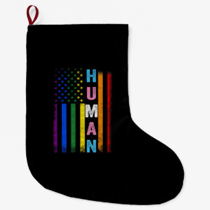 Grande Chaussette De Noël Drapeau américain LGBT humain Mois de la fierté ar