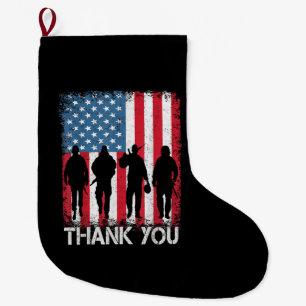 Grande Chaussette De Noël Drapeau américain patriotique Merci