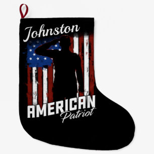 Grande Chaussette De Noël Drapeau américain personnalisé Patriot Soldier USA
