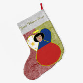 Grande Chaussette De Noël Drapeau Angel philippin ou philippin (Dos (Accrochage))