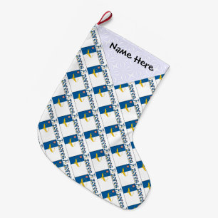 Grande Chaussette De Noël Drapeau Azores Azoréen Carrelé Nom Personnalisé