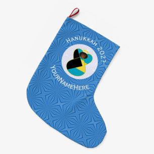 Grande Chaussette De Noël Drapeau bahaméen Dark Angel Hanukkah Personnalisé