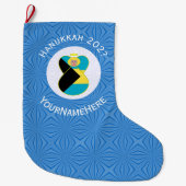 Grande Chaussette De Noël Drapeau bahaméen Hanoukka Blonde (Devant)