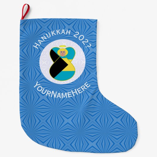 Grande Chaussette De Noël Drapeau bahaméen Hanoukka Blonde (Devant)