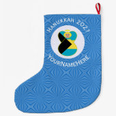 Grande Chaussette De Noël Drapeau bahaméen Hanoukka Blonde (Dos)