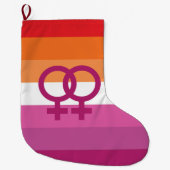 Grande Chaussette De Noël Drapeau de fierté lesbienne WLW (Devant)