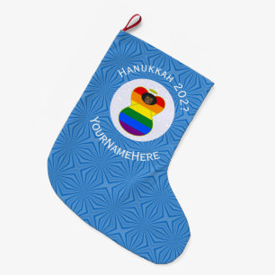 Grande Chaussette De Noël Drapeau de Hanukkah de l'ange noir de la fierté ga